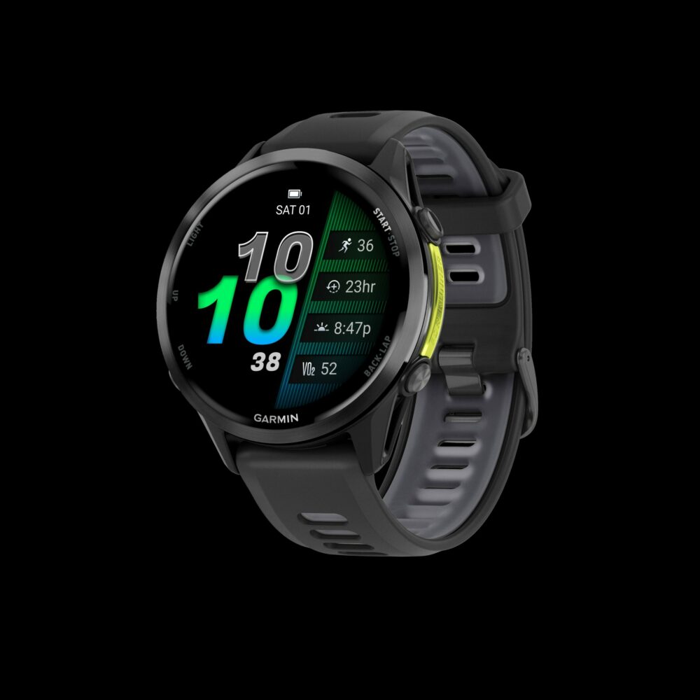 GARMIN Forerunner® 970, Carbon grey dlc titanium met zwarte behuizing en zwarte/transparante whitestone band - Afbeelding 3