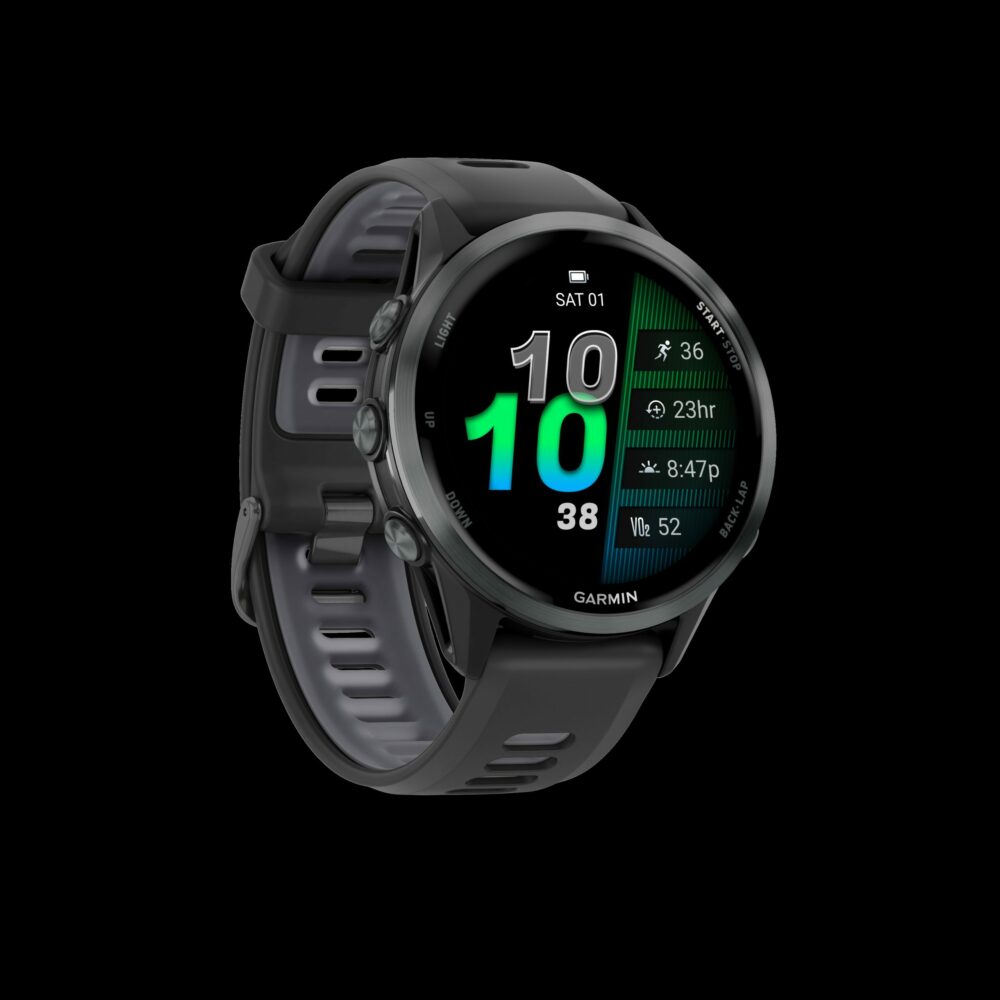 GARMIN Forerunner® 970, Carbon grey dlc titanium met zwarte behuizing en zwarte/transparante whitestone band - Afbeelding 4
